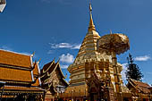 Chiang Mai - Wat Phra That Doi Suthep. The gilded chedi glittering in the sun. 